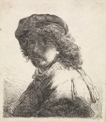 Rembrandt van Rijn mit Barett und Schal